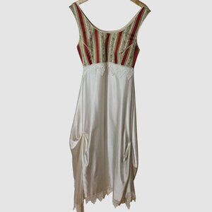 Vintage Silk Edwardian Lace Wedding Dress • Custom Brocade Empire Waist Gown S